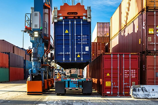 Shipping containers stacked up